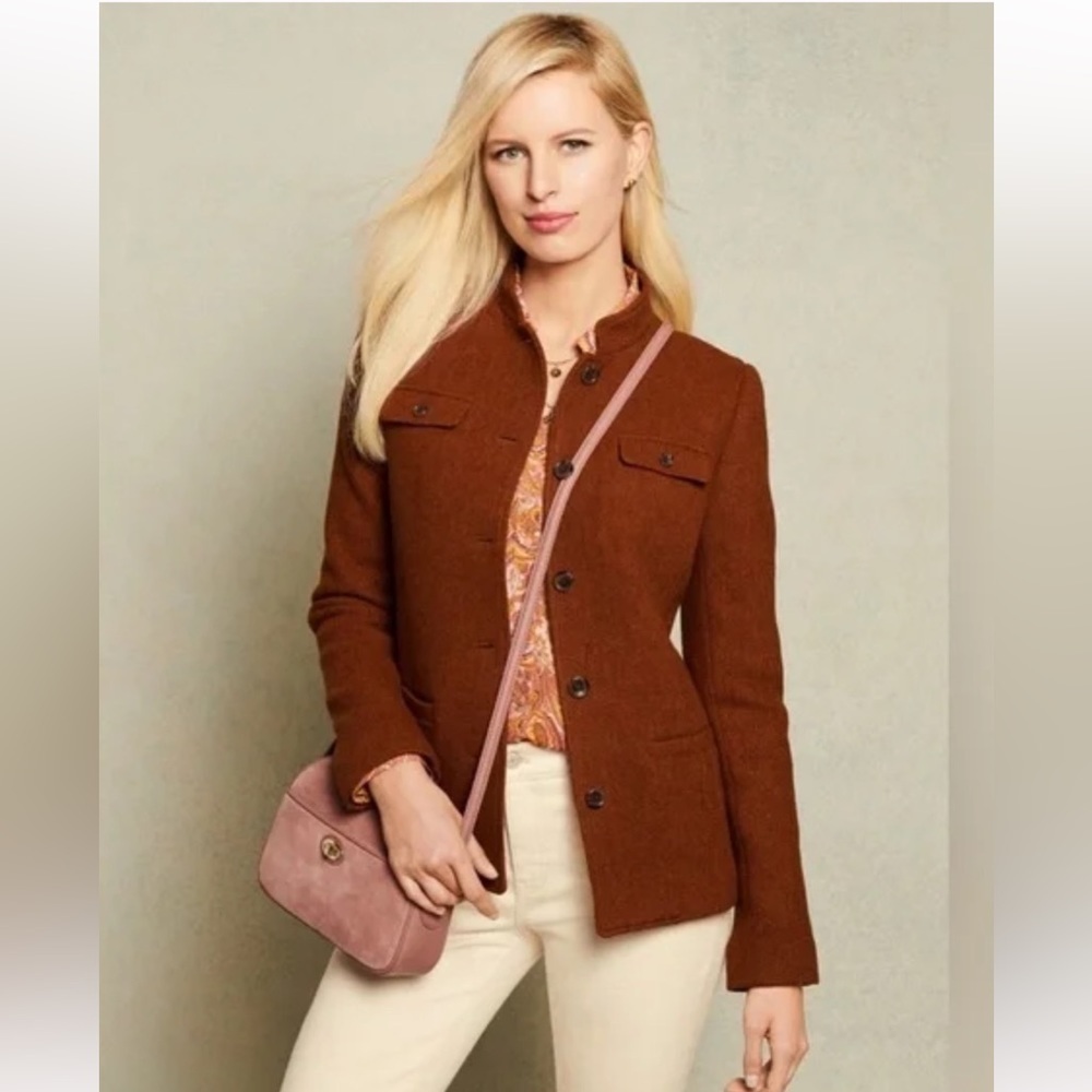 NWT Talbots Wool Band Collar Jacket Size 16